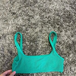 Good American Green Textured Bralette Bikini Top S/M‎ Swimwear
